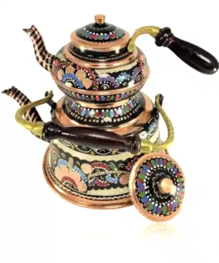 Handmade Embroidered Copper Teapot