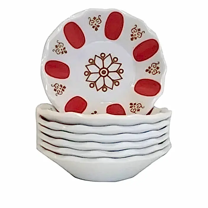 Tradational Red Gilded Original Tea Plate (Acem)-6pcs-Porland - Image 1