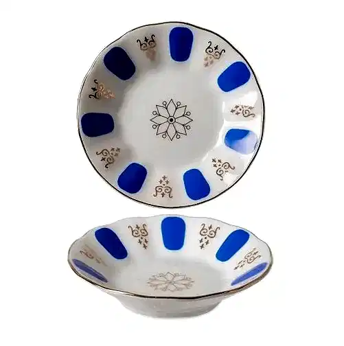 Tradational Blue Gilded Original Tea Plate (Acem)-6pcs-Porland - Image 2