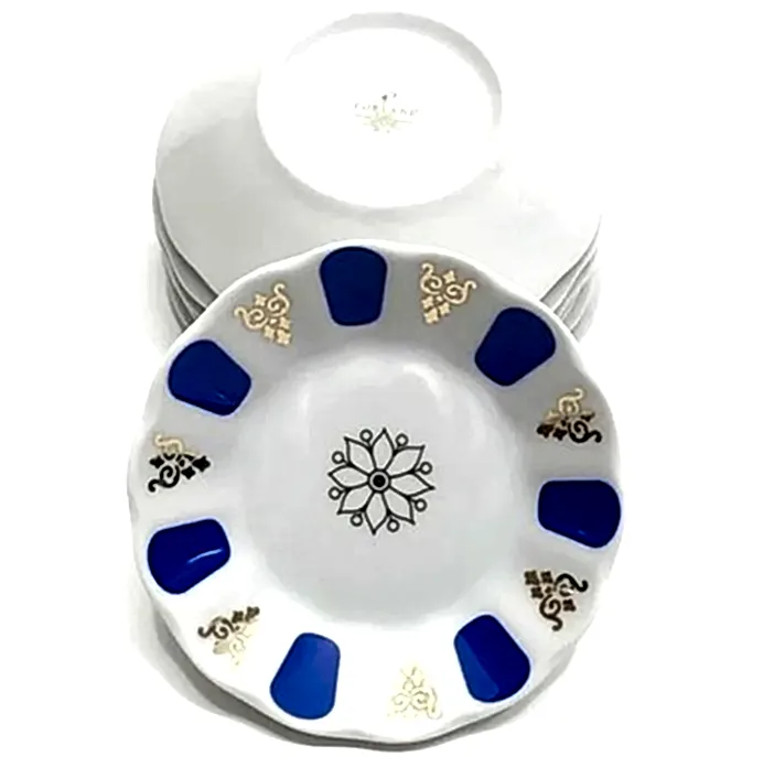 Tradational Blue Gilded Original Tea Plate (Acem)-6pcs-Porland - Image 1