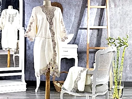 Turkish 100% Cotton (Minel) Honeymoon Bathrobe - Çeyiz Diyarı