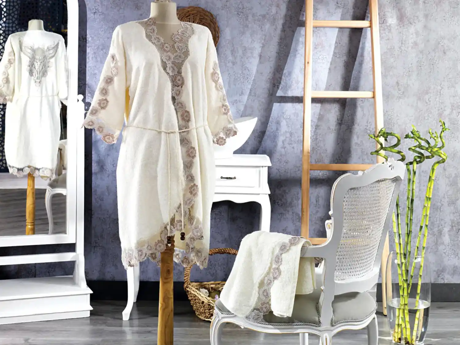 Turkish 100% Cotton (Minel) Honeymoon Bathrobe - Çeyiz Diyarı