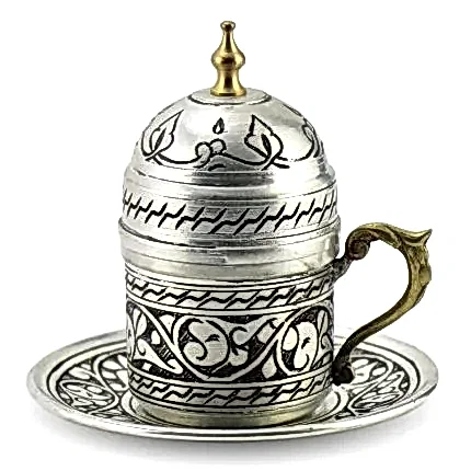 Turkish Copper Coffee Set Handcrafted - Padisah (Set of 6)