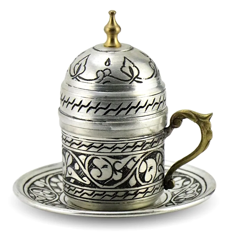 Turkish Copper Coffee Set Handcrafted - Padisah (Set of 6)