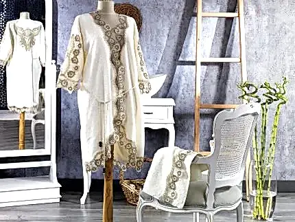 Turkish 100% Cotton (Minel) Honeymoon Bathrobe - Çeyiz Diyarı