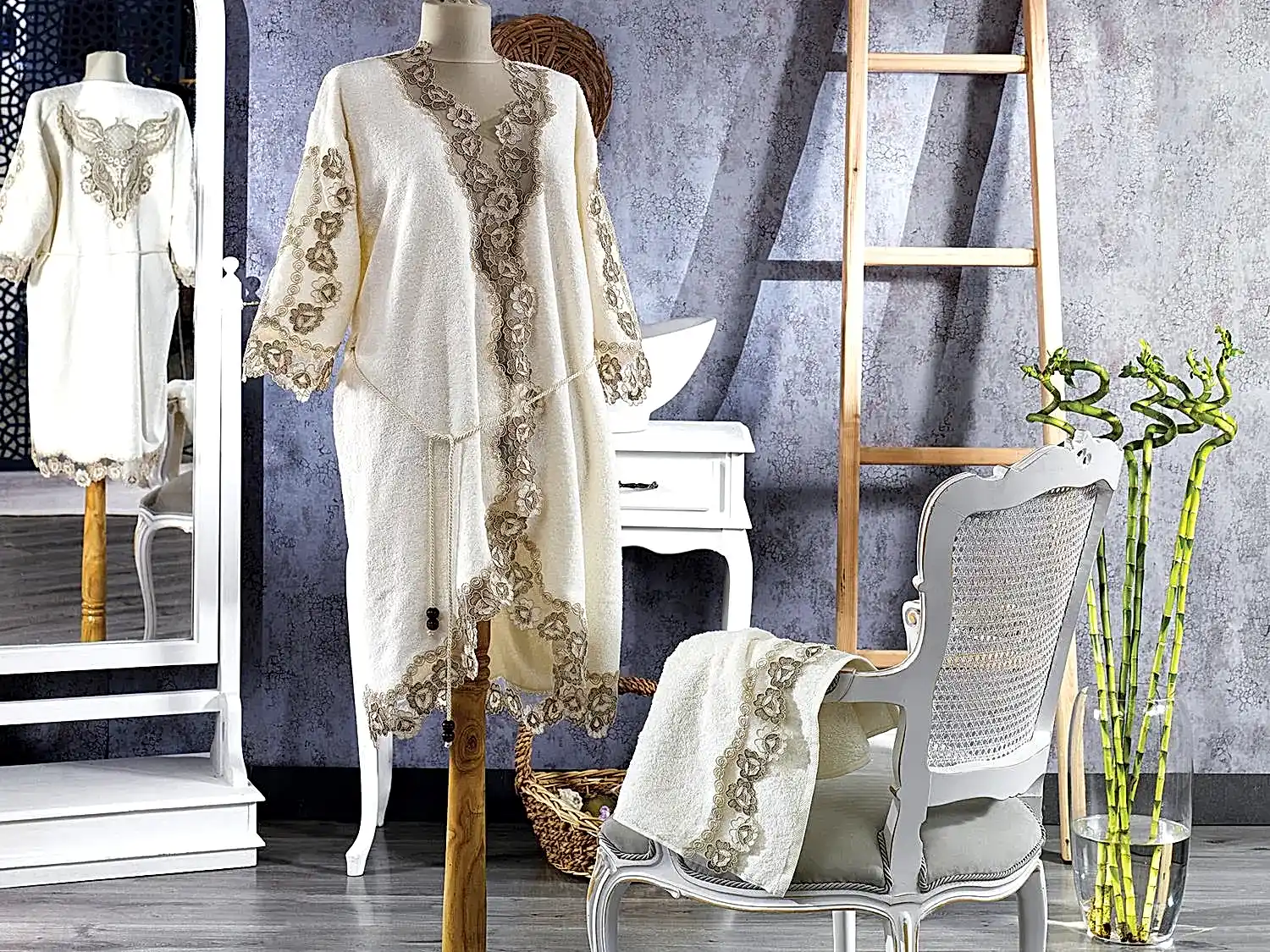 Turkish 100% Cotton (Minel) Honeymoon Bathrobe - Çeyiz Diyarı