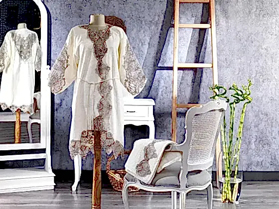 Turkish 100% Cotton (Venus) Honeymoon Bathrobe - Çeyiz Diyarı