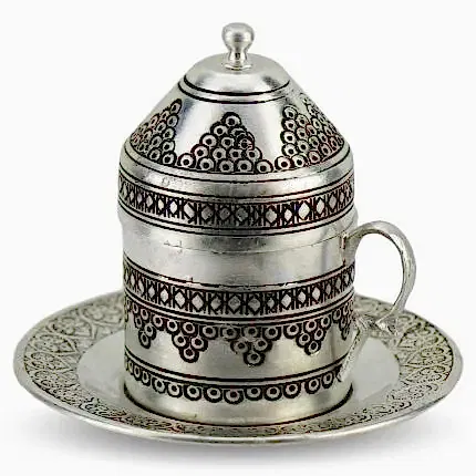 Turkish Copper Coffee Set Handcrafted - Grape (Set of 6)