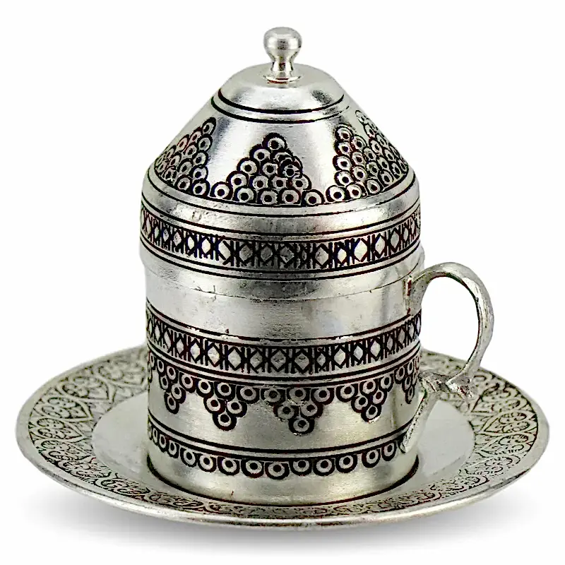 Turkish Copper Coffee Set Handcrafted - Grape (Set of 6)