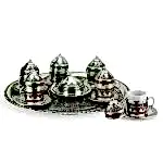 Turkish Copper Coffee Set Handcrafted - Grape (Set of 6)