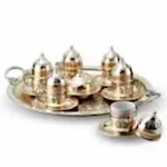 Turkish Copper Coffee Set Handcrafted - Miray (Set of 6)