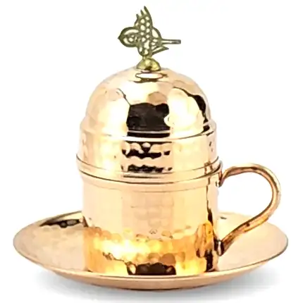 Turkish Copper Coffee Set Handcrafted - Nazik (Set of 6)