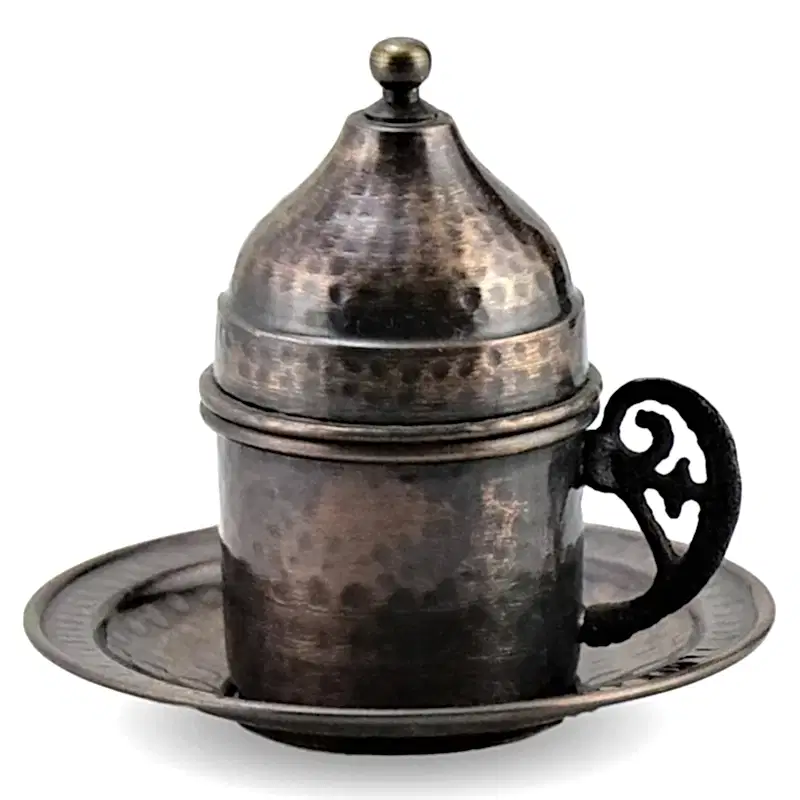 Turkish Copper Coffee Set Handcrafted - Antiquing (Set of 6)