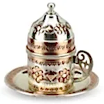 Turkish Copper Coffee Set Handcrafted - Miray (Set of 6)