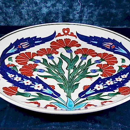 Turkish Iznik Tile Ceramic Plate Handmade - Clove