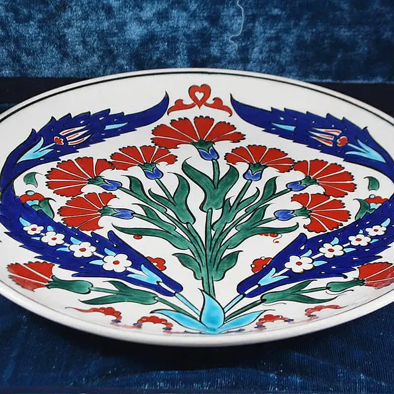 Turkish Iznik Tile Ceramic Plate Handmade - Clove