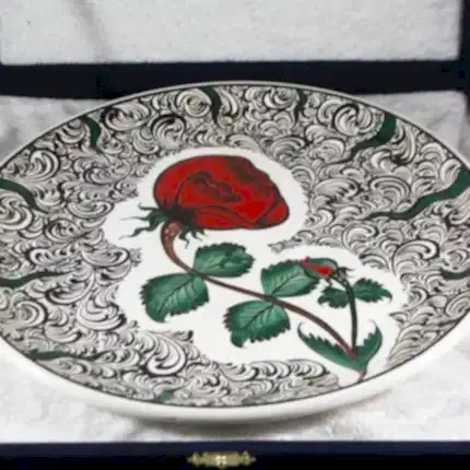 Turkish Iznik Tile Ceramic Plate Handmade - Lonely Rose