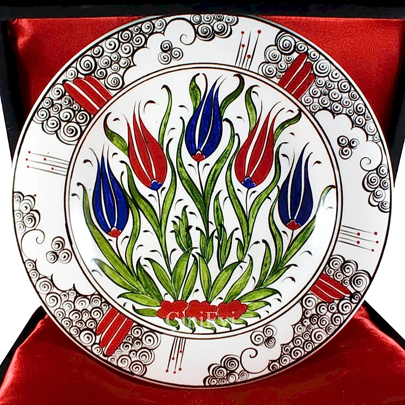 Turkish Iznik Tile Ceramic Plate Handmade - Halic & Tulip