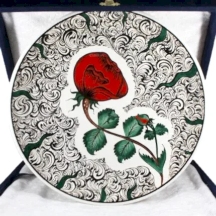 Turkish Iznik Tile Ceramic Plate Handmade - Lonely Rose