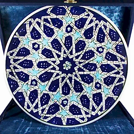 Turkish Iznik Tile Ceramic Plate Handmade - Seljuk Star
