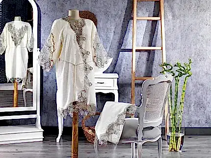 Turkish 100% Cotton (Venus) Honeymoon Bathrobe - Çeyiz Diyarı