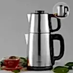 Turkish Tea Break 2 in 1 Steel Kettle Tea Maker 1650W - Karaca